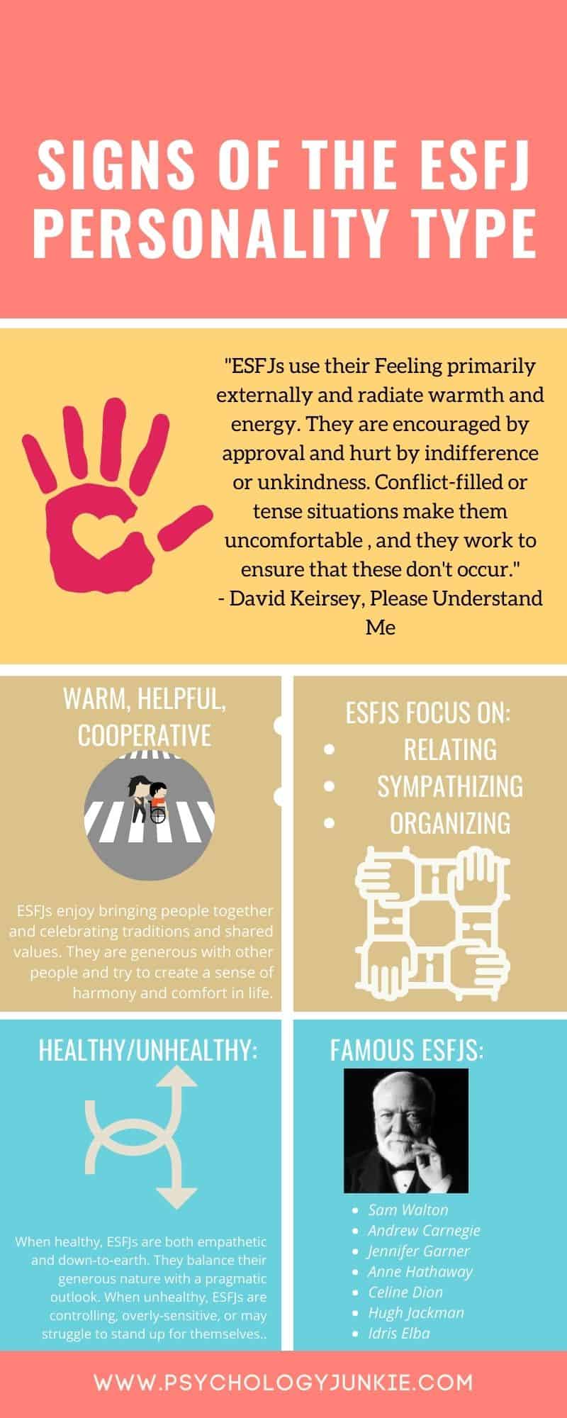 An infographic about the #ESFJ personality type. #Personality