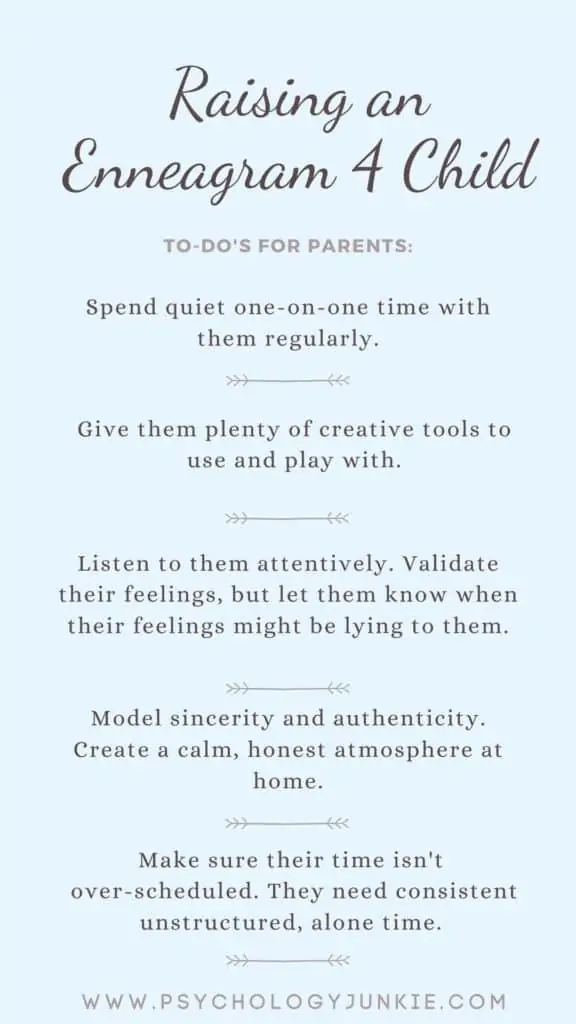 Tips for raising a healthy Enneagram Four child. #Enneagram #Personality