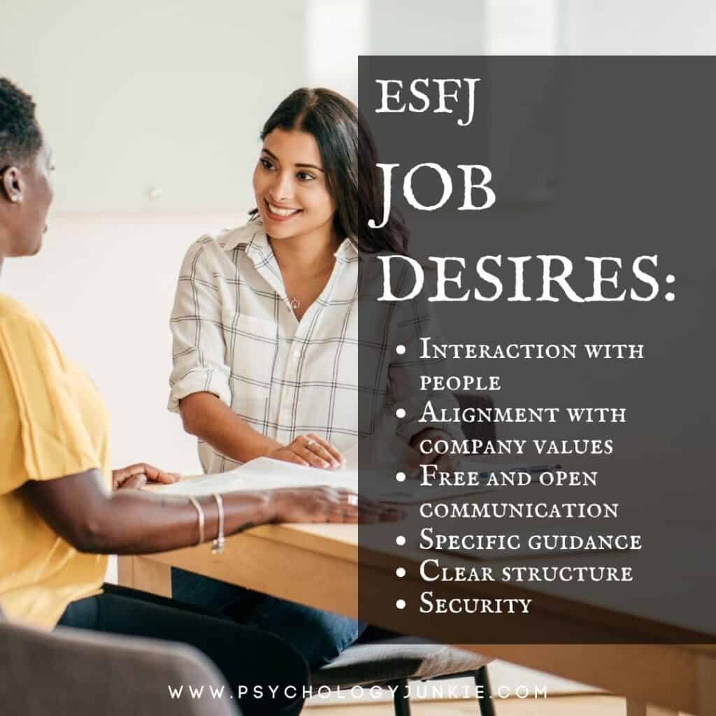 ESFJ Job Needs