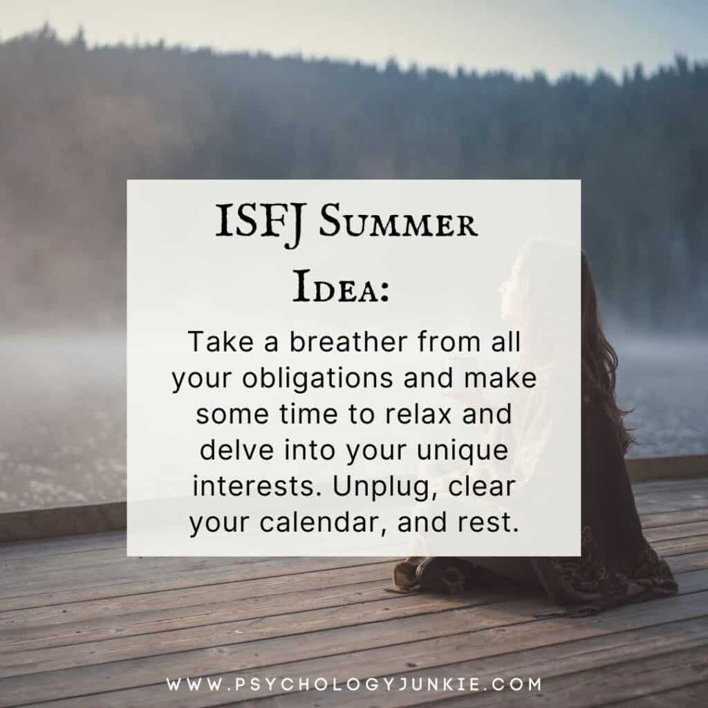 ISFJ maximize your summer