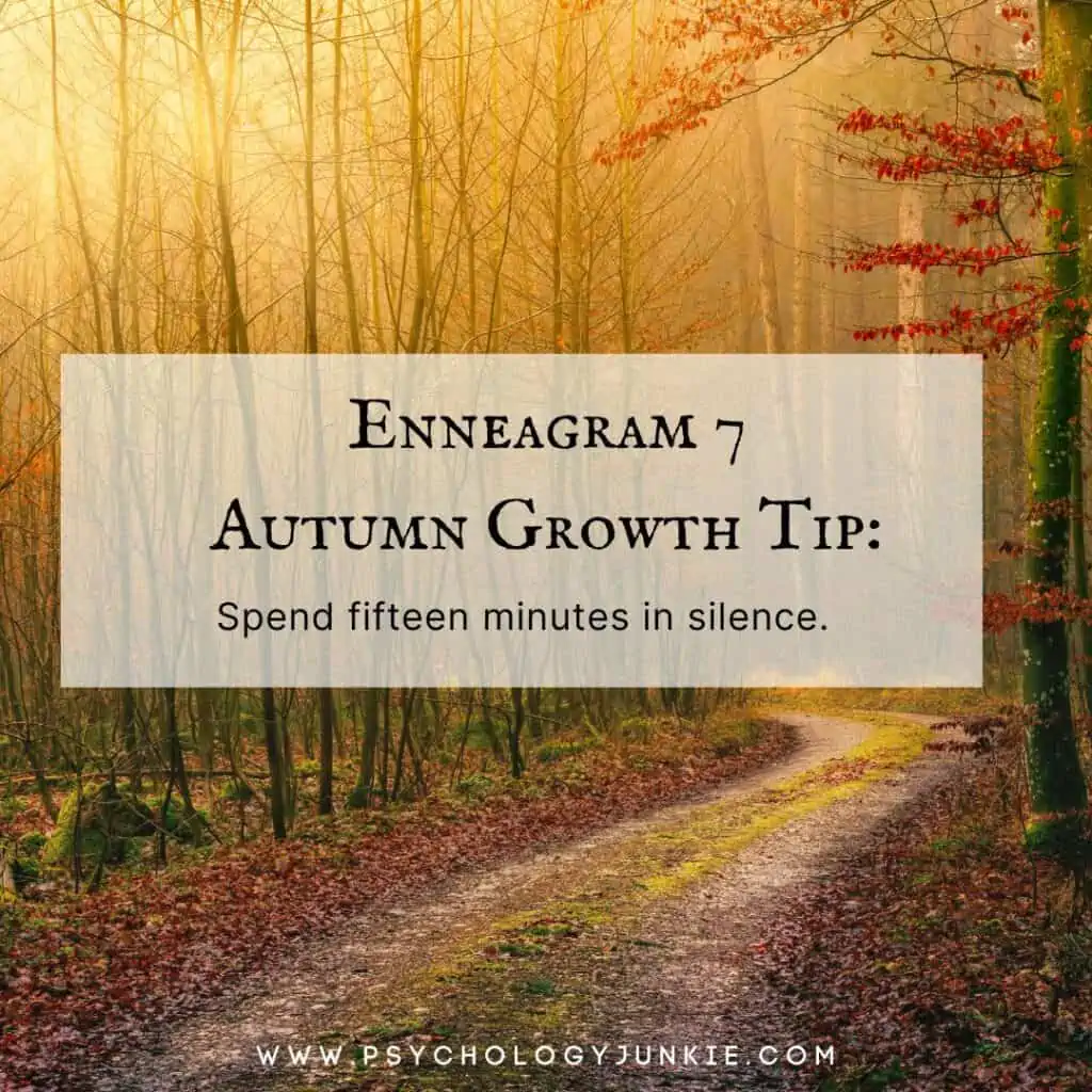 Enneagram 7 growth tip - spend 15 minutes in silence