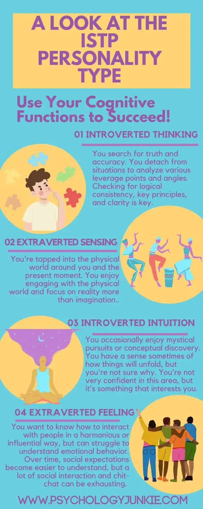 This infographic explains the cognitive functions of the ISTP personality type. #ISTP #infographic