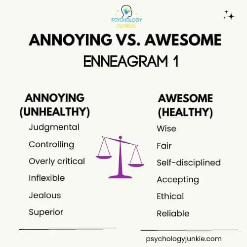 Enneagram 1 healthy vs unhealthy traits