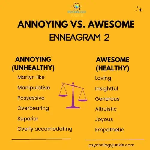 Enneagram 2 healthy vs unhealthy traits