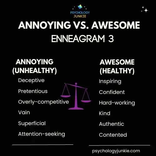 Enneagram 3 healthy vs unhealthy traits