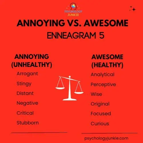 Enneagram 5 healthy vs unhealthy traits