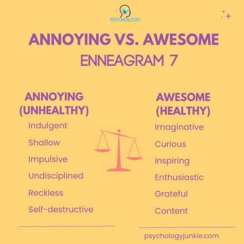 Enneagram 7 healthy vs unhealthy traits