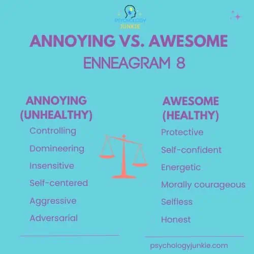 Enneagram 8 healthy vs unhealthy traits