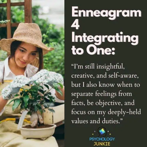 Enneagram Fours integrating to 1