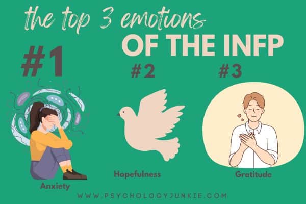 The top 3 emotions of the INFP: Anxiety, hopefulness, gratitude
