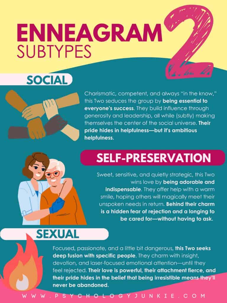 Enneagram 2 subtypes (Social, Self-Preservation, Sexual) or instinctual variants