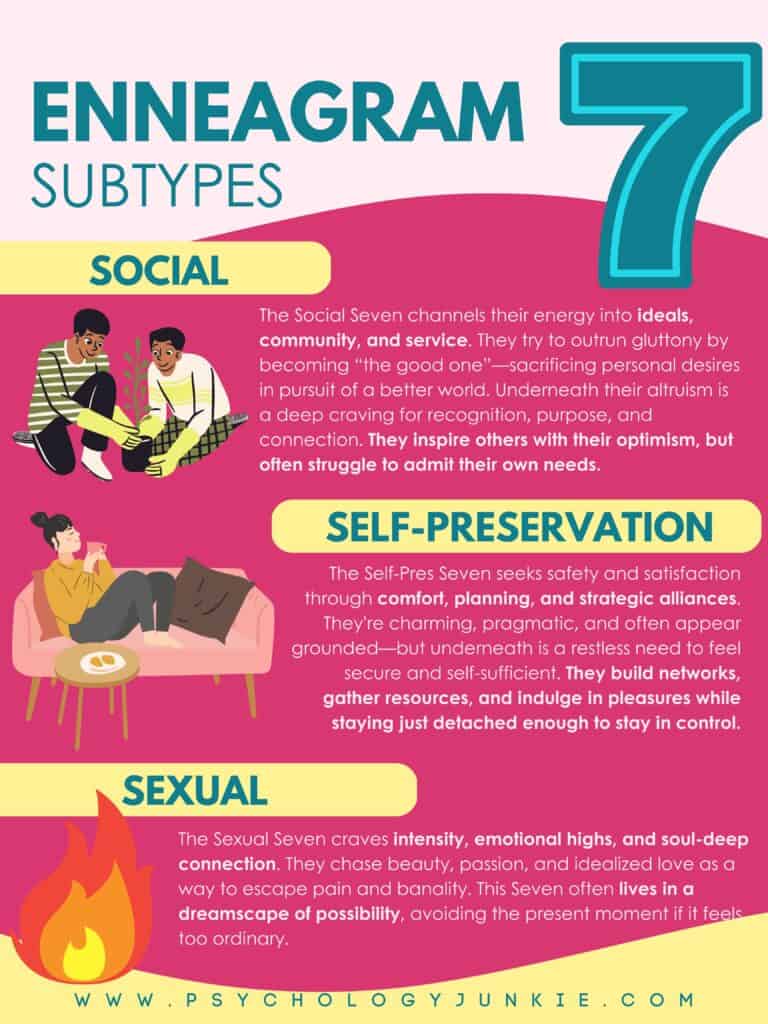 Enneagram 7 subtypes (instinctual variants) infographic